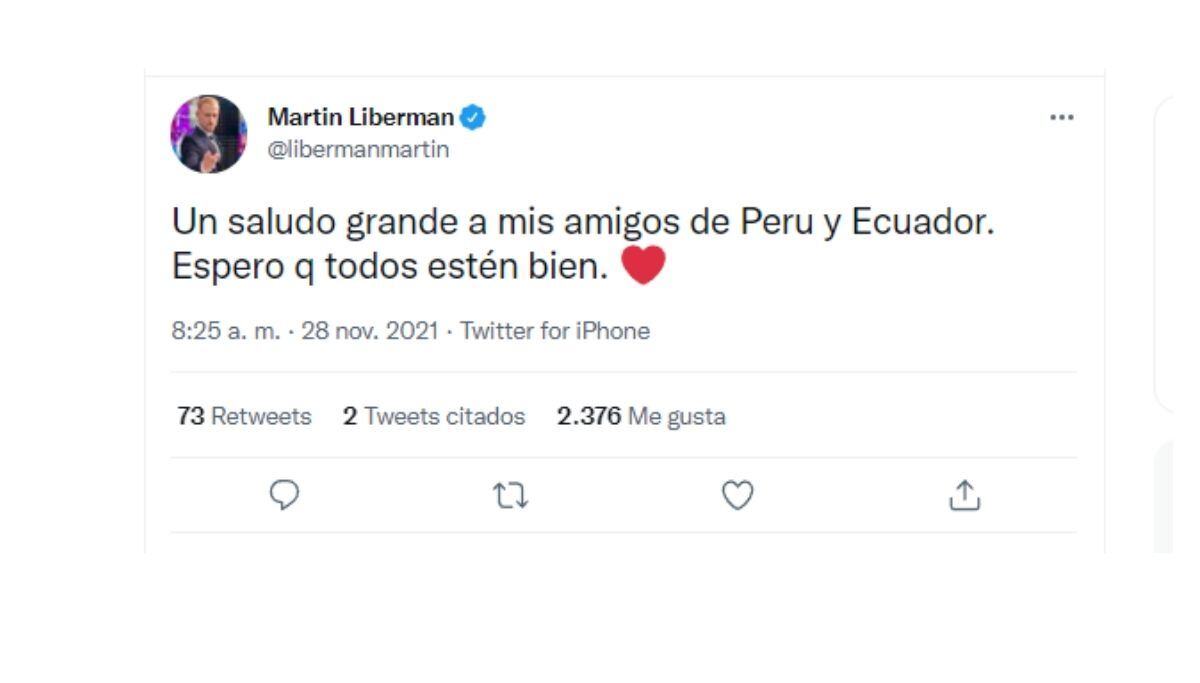 Martín Liberman se solidarizó con el pueblo peruano (Captura)