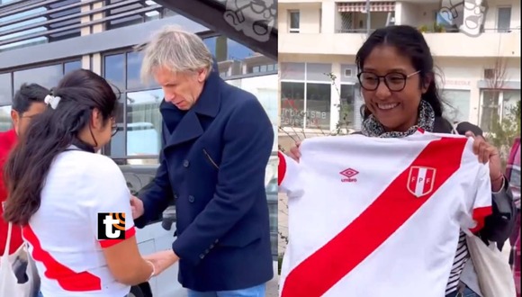 Ricardo Gareca tuva una conmovedora acción con una fanática peruana que lo esperó afuera de la concentración de la selección chilena en Francia.