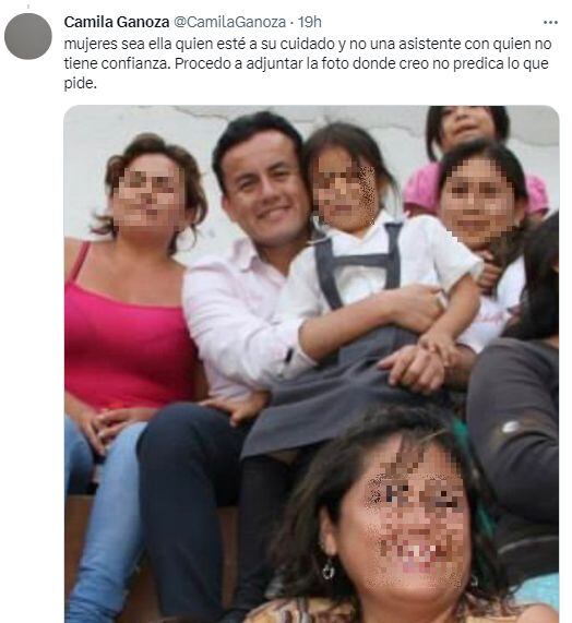 Camila Ganoza muestra foto de Richard Acuña con una niña sentada en sus piernas. (Foto: Composición)