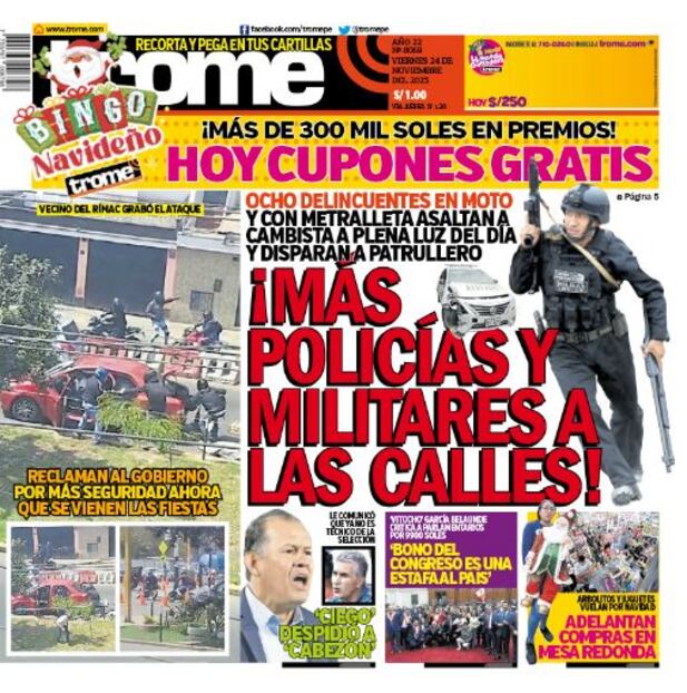 Portada impresa de Trome