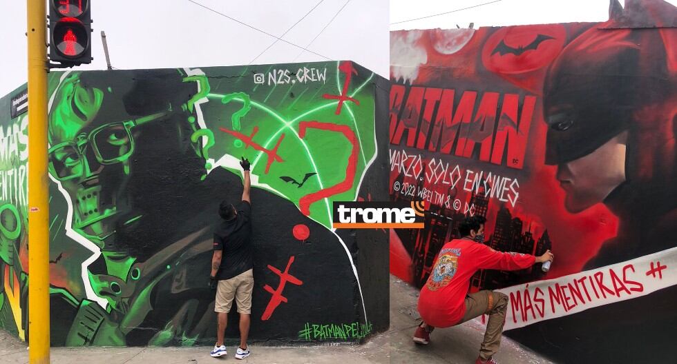Artistas grafiteros del Perú brillan ante Warner Bros y realizan mural por estreno de 'The Batman'. (Isabel Medina - Trome / N2S Crew).