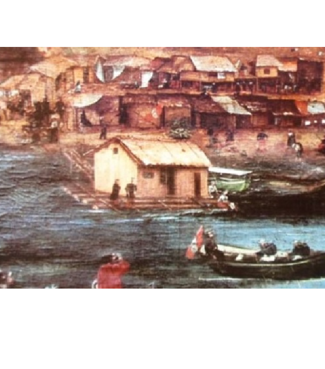 Primera guerra con Ecuador. Imagen del bloqueo al puerto de Guayaquil.