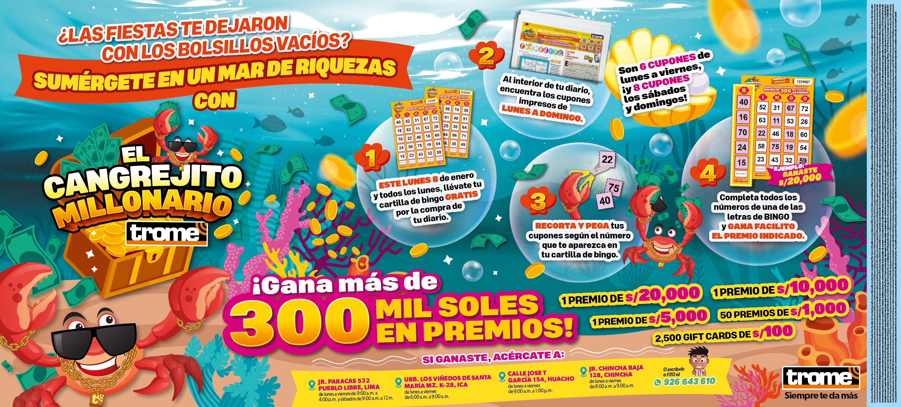 Lluvia de dinero con ‘El cangrejito millonario’, la nueva promoción de Trome