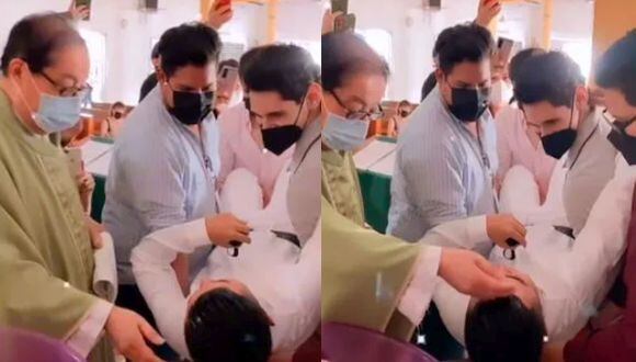 Se bautizó a los 23 años y pidió que lo carguen al altar como un bebé