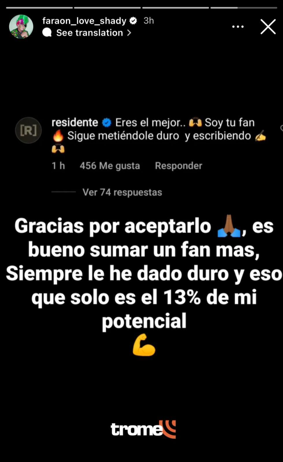 Faraón Love Shady se ‘agranda’ con Residente: “Es bueno sumar un fan más"