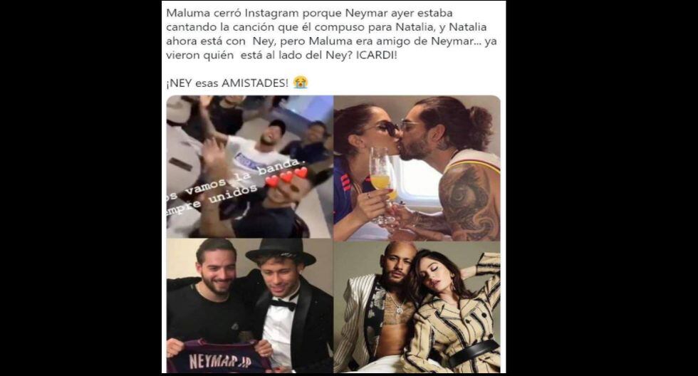 Los memes por el escándalo entre Neymar, Maluma y Natalia Barulich. (Twitter)