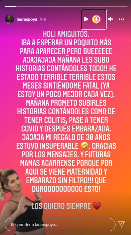 Laura Spoya contó lo difícil que está siendo llevar este nuevo embarazo. (Foto: @lauraspoya)