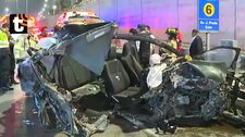 ¡Terrible accidente en San Isidro! Auto da vueltas de campana y queda completamente destrozado en la Vía Expresa