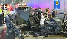 ¡Terrible accidente en San Isidro! Auto da vueltas de campana y queda completamente destrozado en la Vía Expresa