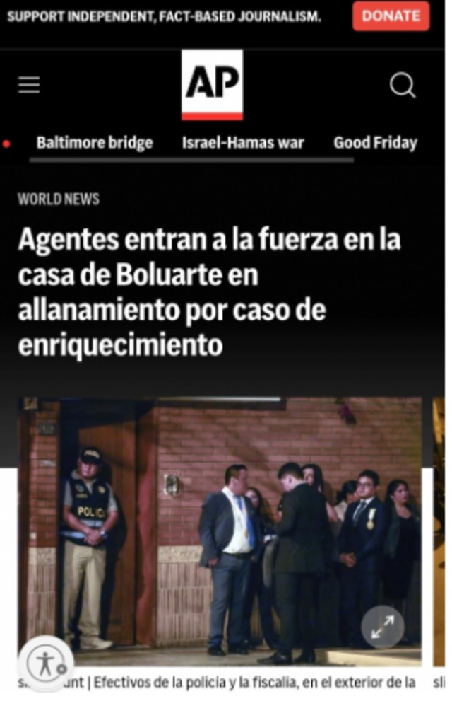 Los principales medios de comunicación del planeta informaron sobre el allanamiento policial a la casa de Dina Boluarte.