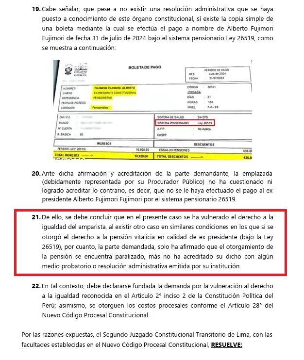 Resolución usa como ejemplo el caso de Alberto Fujimori. Foto: Canal N