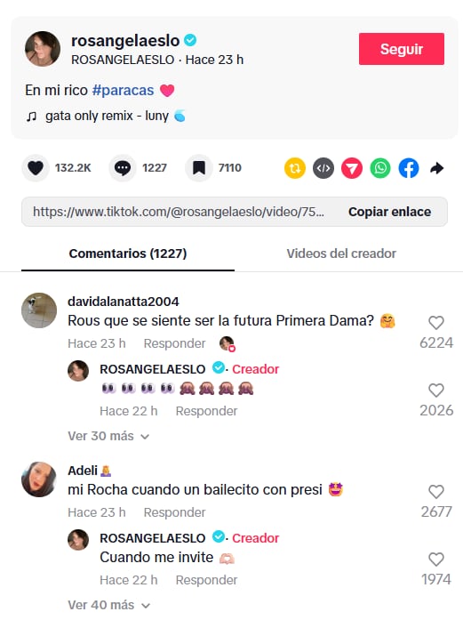 Modelo responde preguntas relacionadas al presidente. (Fuente: TikTok)