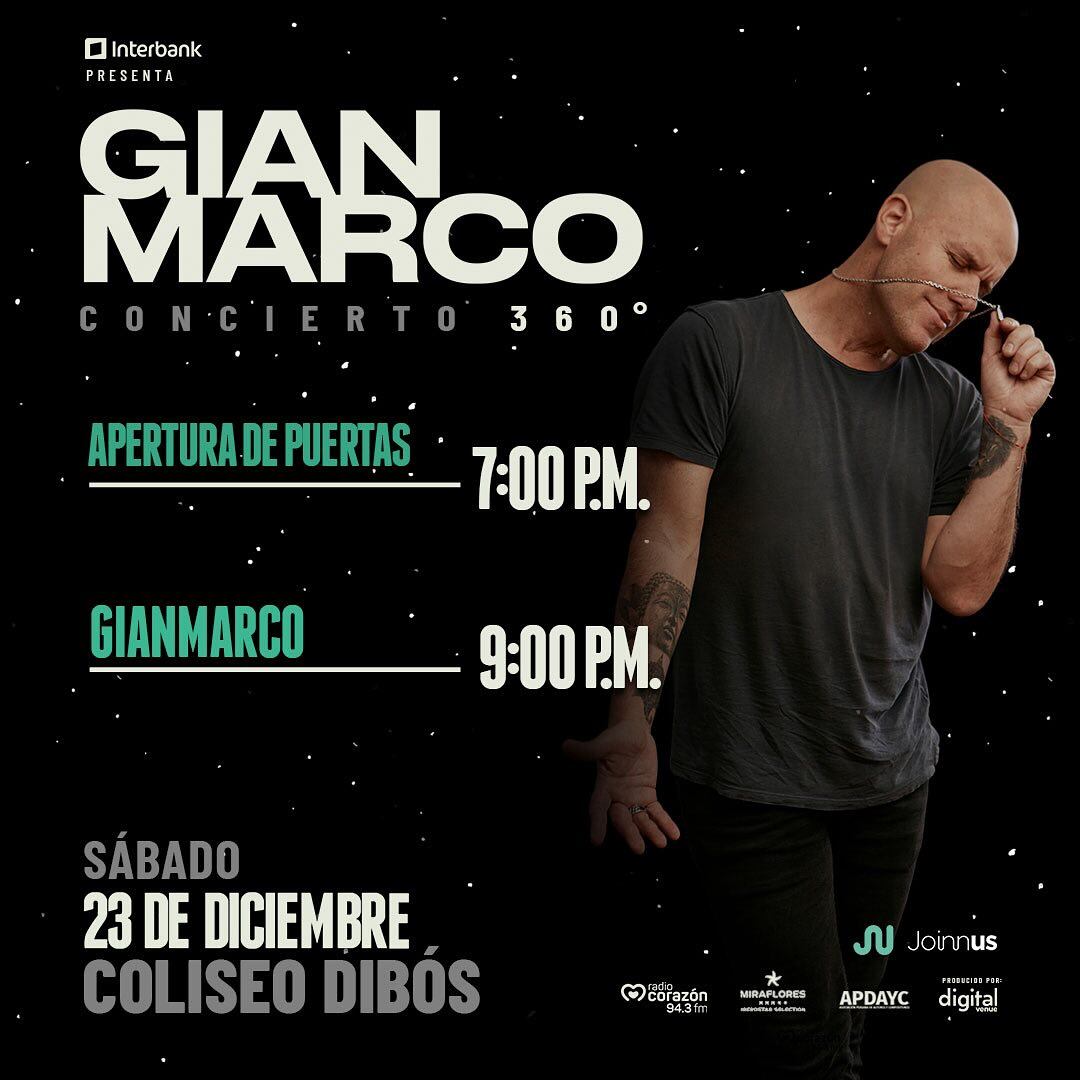 Horarios del concierto de Gian Marco 360°