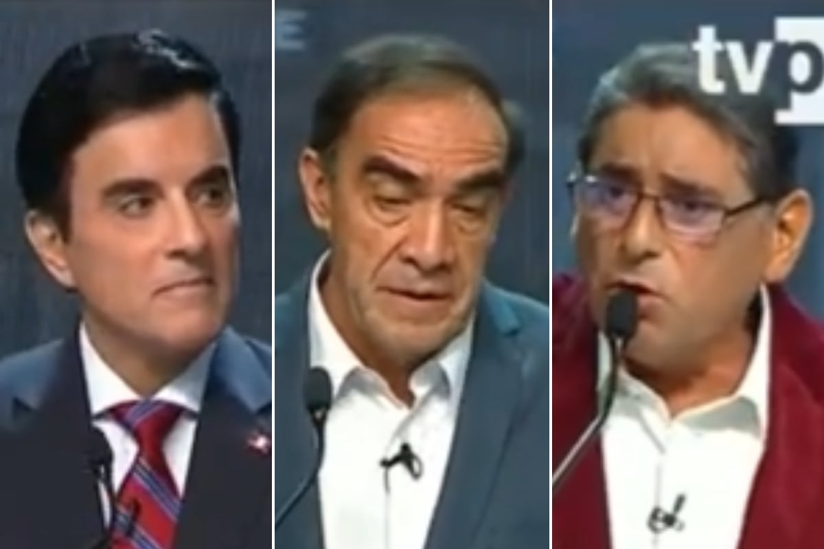 Los candidatos presidenciales en las Elecciones 2026, Carlos Espá (Sí Creo), Yonhy Lescano (Cooperación Popular) y Carlos Álvarez (Perú para Todos)