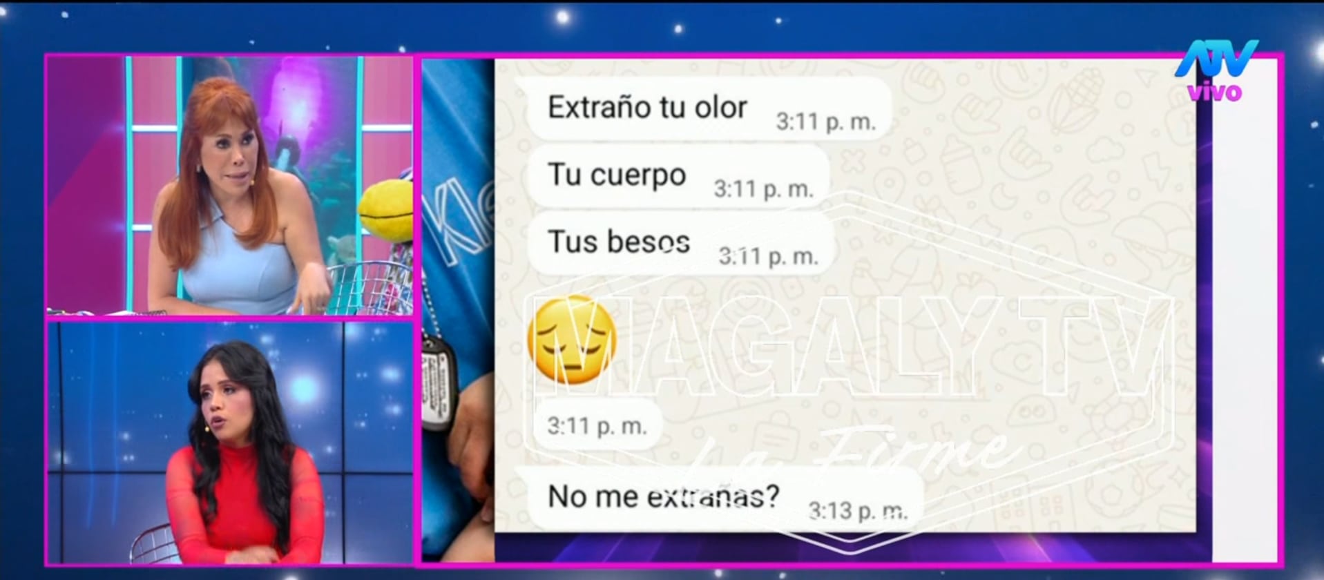 Andrea Muñoz, expareja de José María Barraza, mostró los chats que tuvo con el primero. (Fuente: ATV)