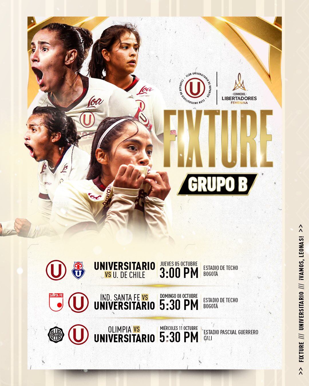 Fixture de Universitario en la Libertadores femenina. (Twitter)