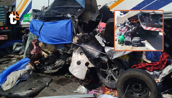 TROME - Familia entera muere aplastada en su miniván tras quíntuple choque en Casma