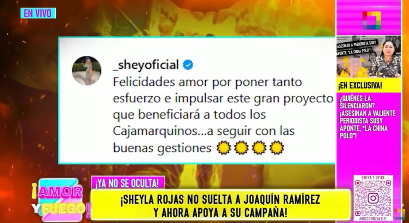 Sheyla Rojas llama "amor" a Joaquín Ramírez.