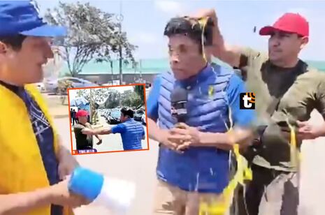¡Ocurrió EN VIVO! Trabajador lanza huevo a periodista en Trujillo y se fueron a las manos