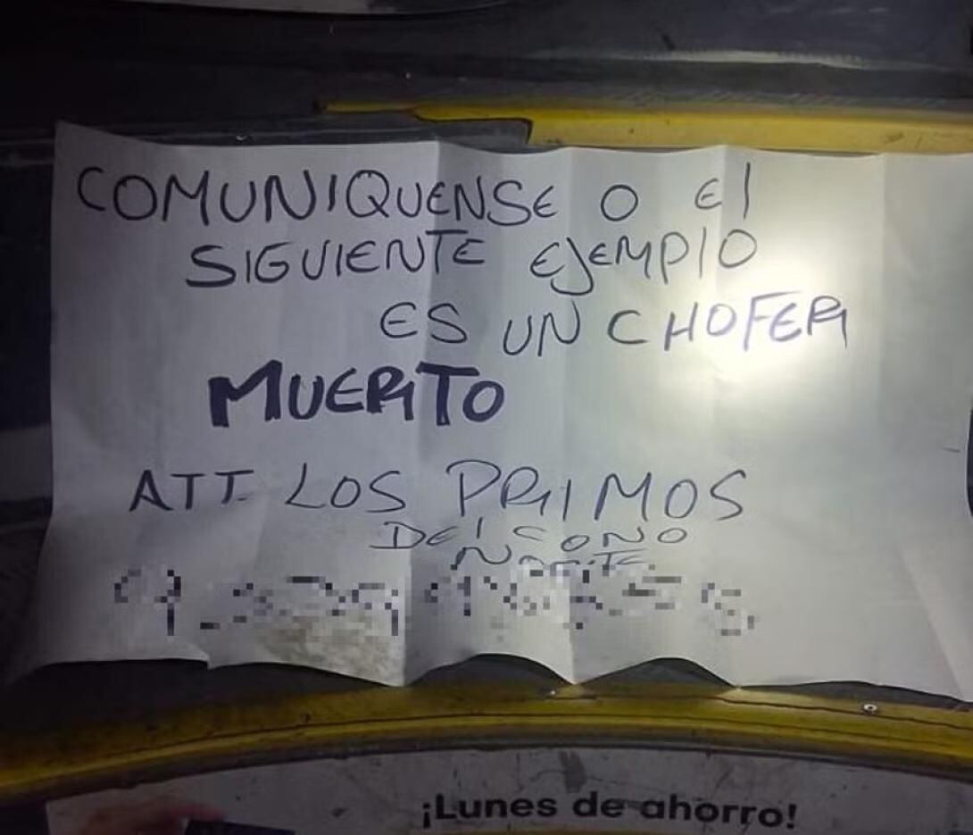 Organización criminal denominada 'Los Primos del Cono Norte' dejó mensaje extorsivo. Foto: Difusión