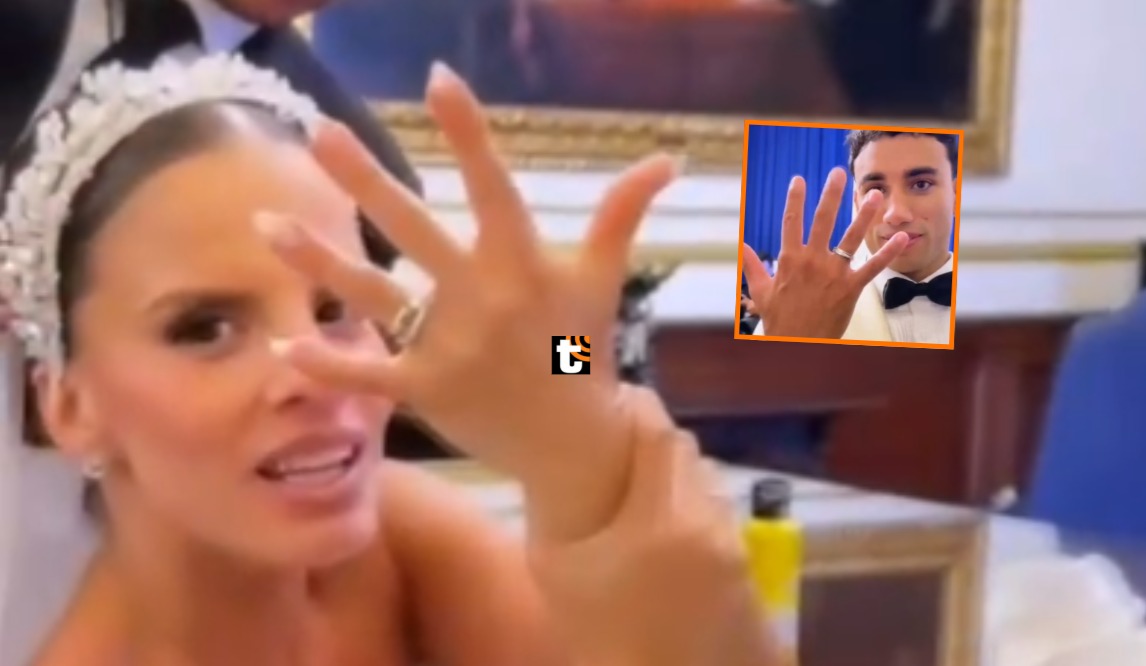 Alejandra Baigorria muestra su anillo de matrimonio tras boda religiosa. /Foto: Instagram Alejandra Baigorria.