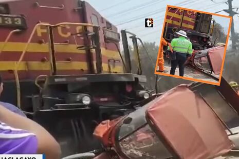 Ferrocarril embiste moto carga y conductor salva de morir en Chaclacayo
