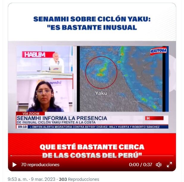 Kelita Quispe, especialista del Senamhi (Foto: Exitosa/Twitter)