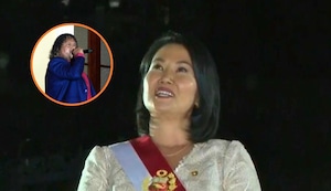 Keiko Fujimori da balconazo desde Palacio de Gobierno y se emociona con el tema: “Contigo Perú”