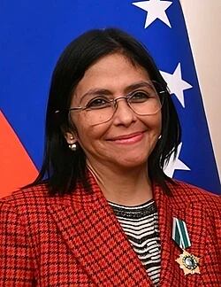 Delcy Rodríguez es la vicepresidenta de Venezuela y exigió la liberación de Nicolás Maduro.