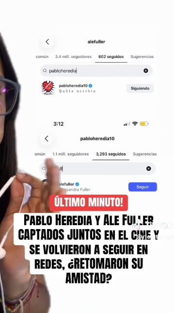 Pablo Heredia y Ale Fuller volvieron a seguirse en Instagram.