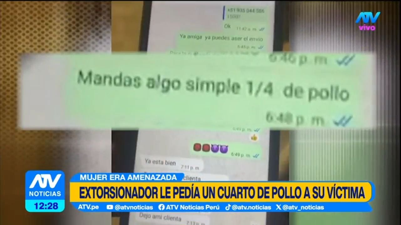 Extorsionador pedía un cuarto de pollo. Foto: ATV