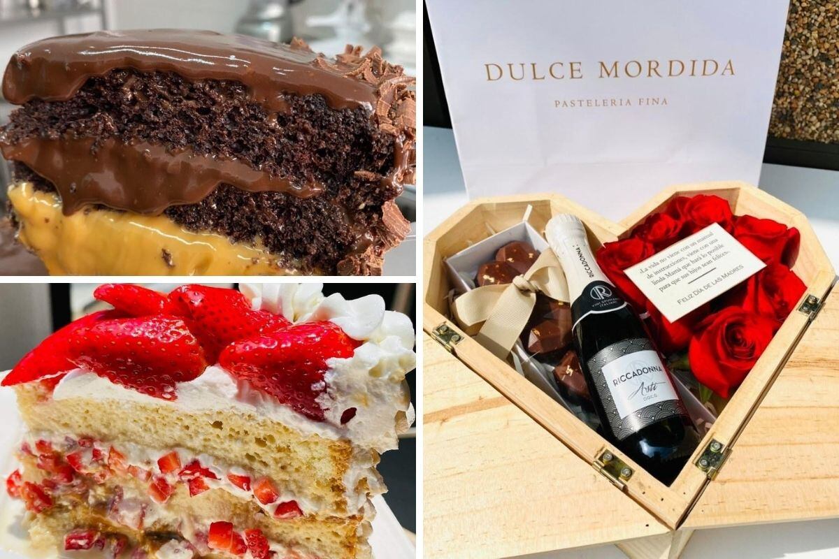 Torta de chocolate y delicia de fresa.
Foto: Dulce Mordida