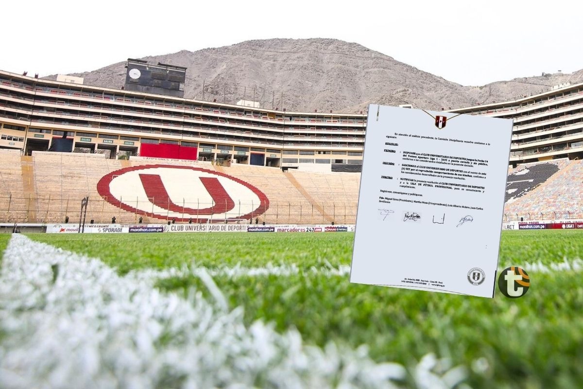 Monumetnal recibe castigo de la CD- FPF para fecha 14 del Apertira (Foto: @universitario)