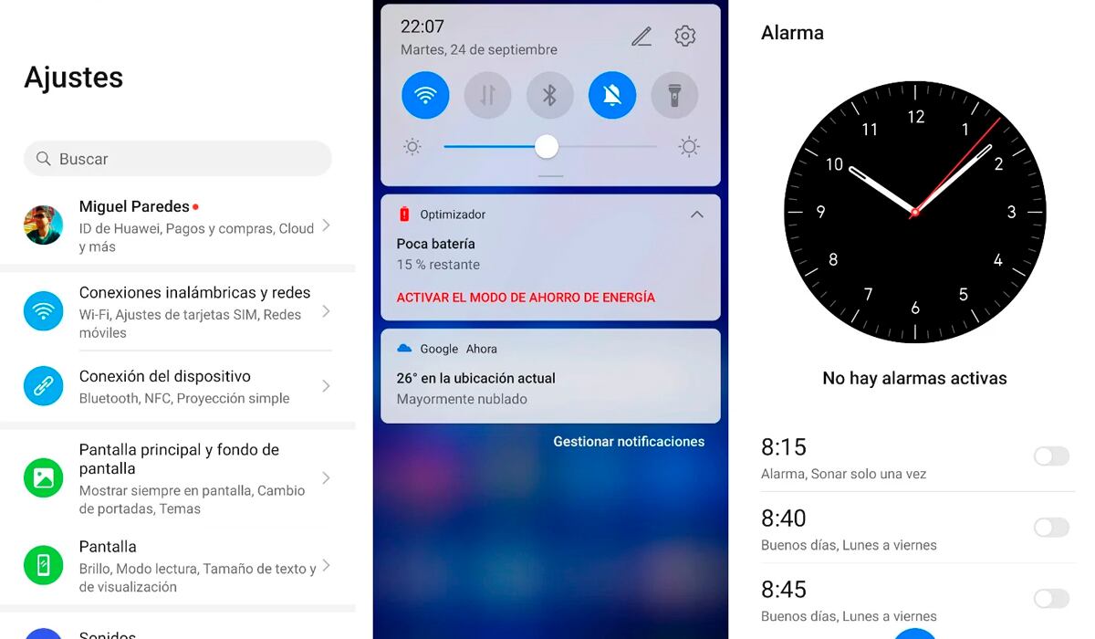 Entre algunos cambios es que puedes acceder al "modo oscuro" de manera fácil. (Foto: Huawei)