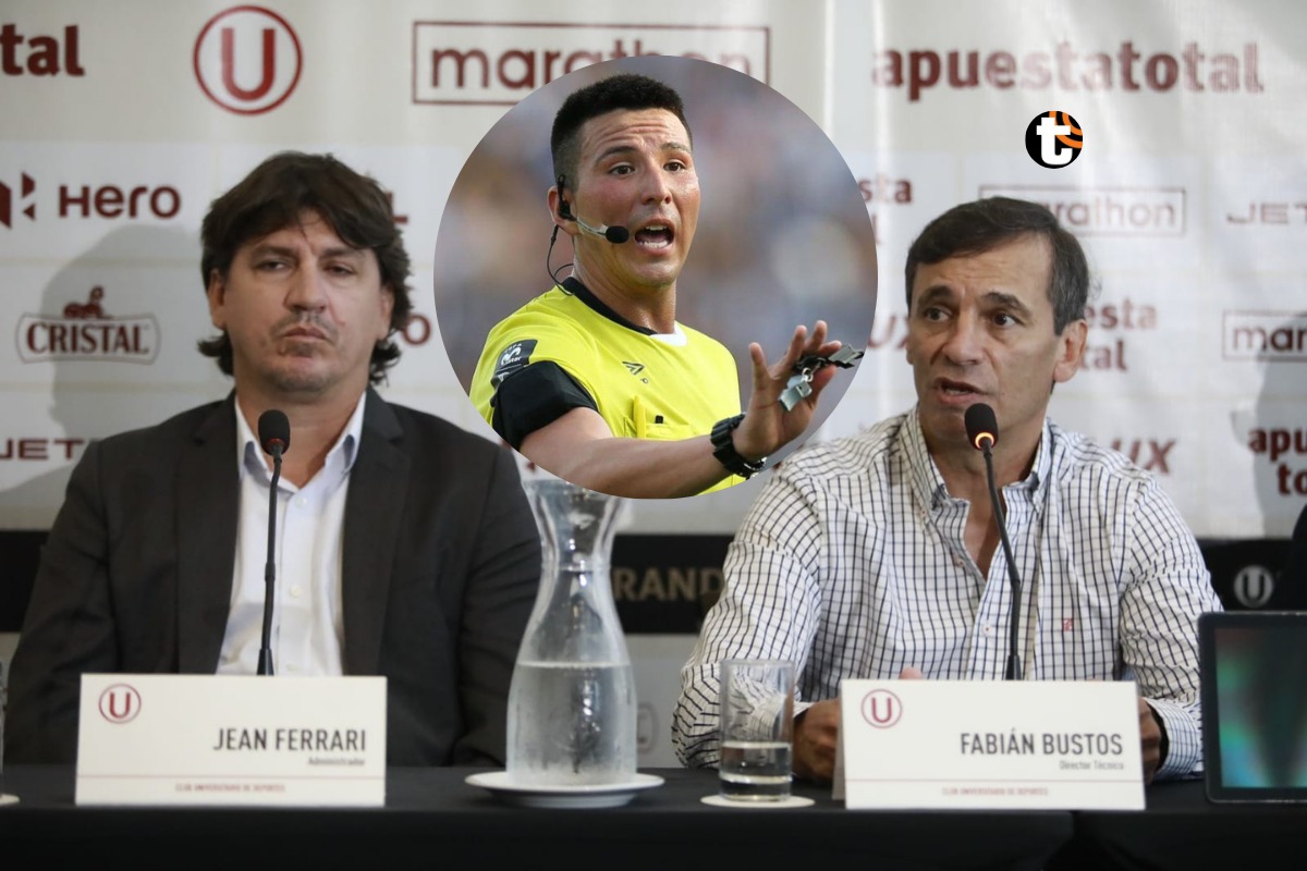 Jean Ferrari y Fabián Bustos expresaron su descontento con el árbitro Kevin Ortega.