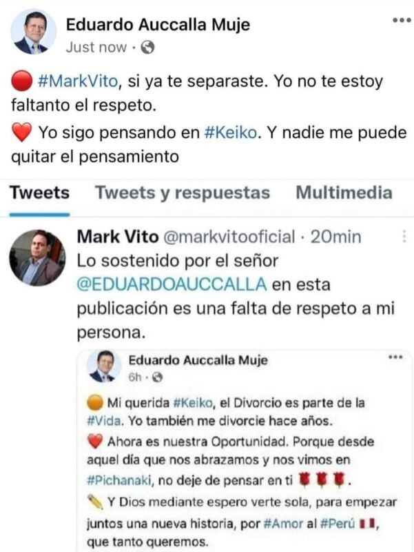 Eduardo Auccalla le declara su amor a Keiko y Mark Vito le contesta