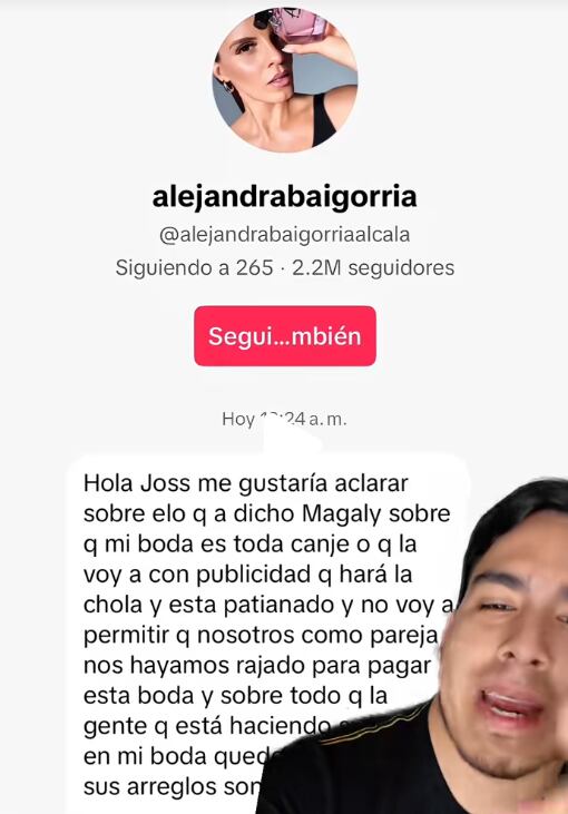 Alejandra Baigorria defiende su boda y niega que sea canje.