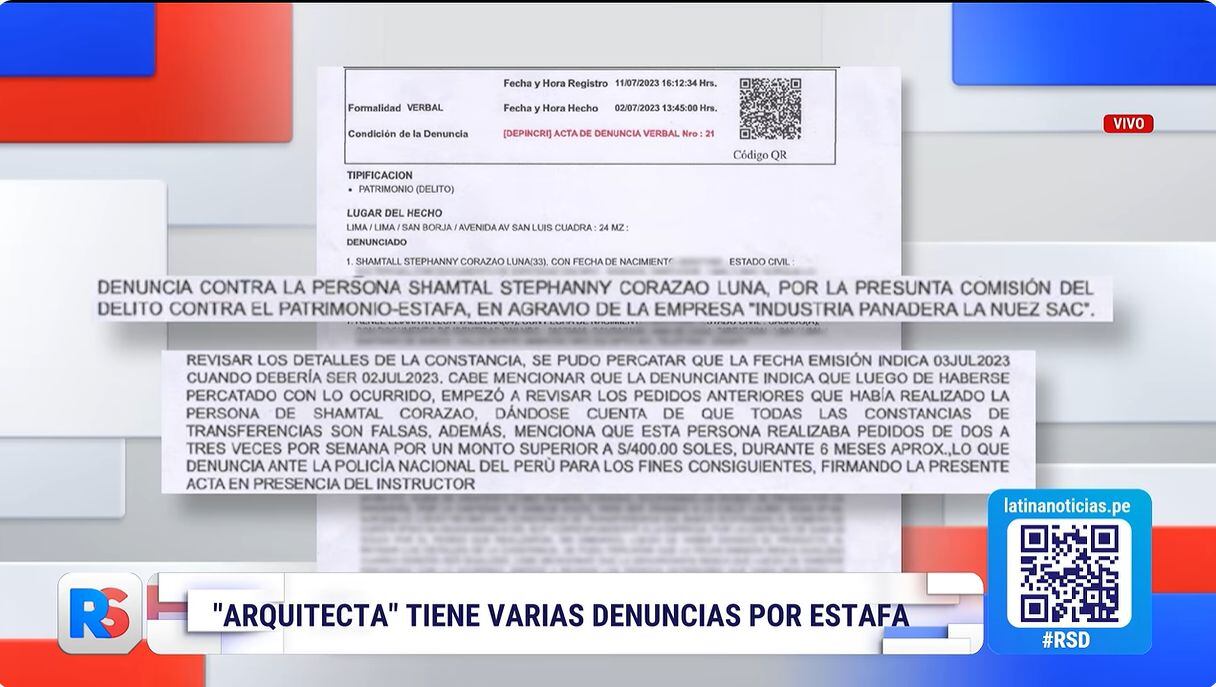 Presunta arquitecta acumulaba varias denuncias por estafa. Foto: Latina