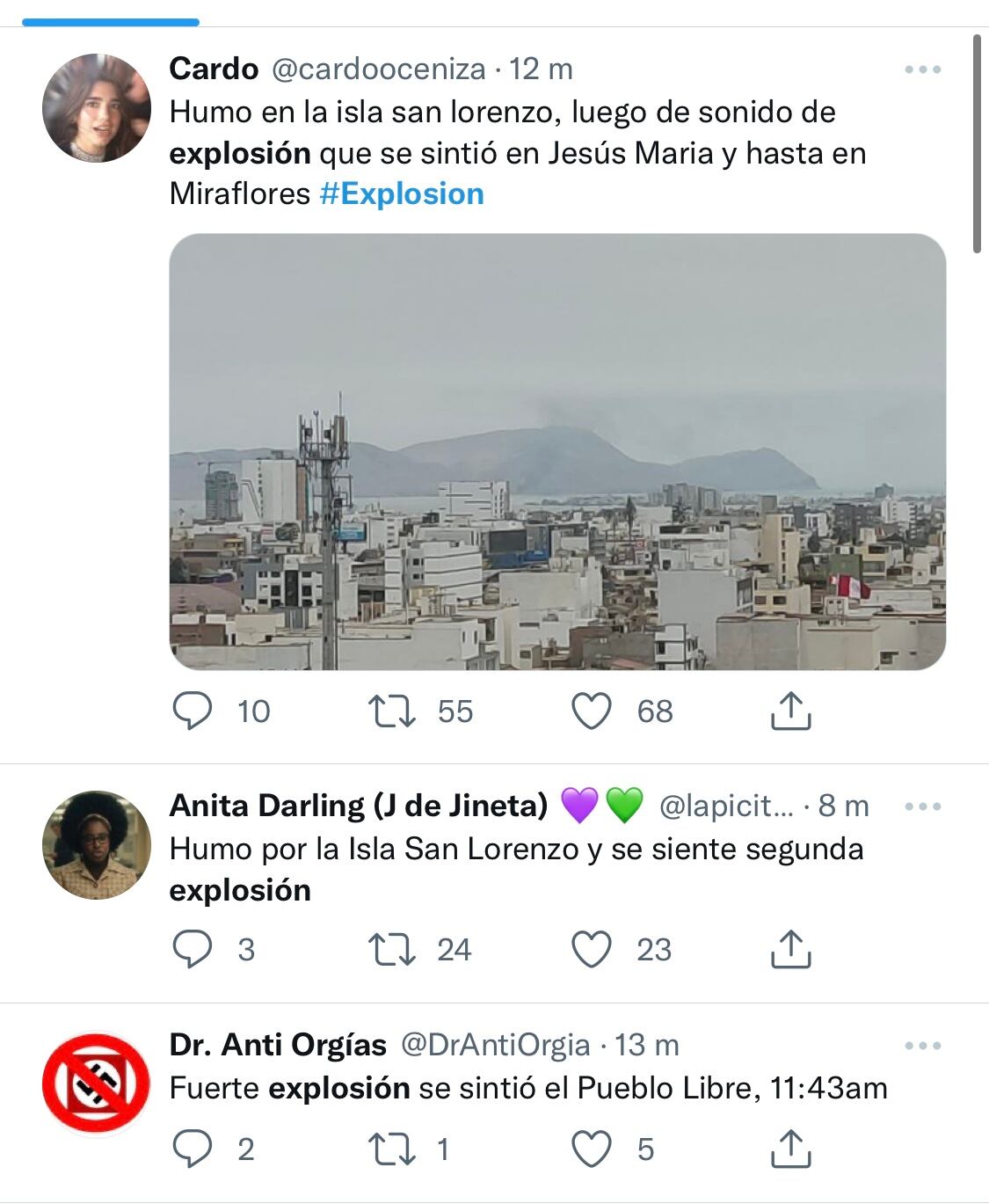 Usuarios reportan haber escuchado sonido de fuerte explosión en San Miguel y otros distritos