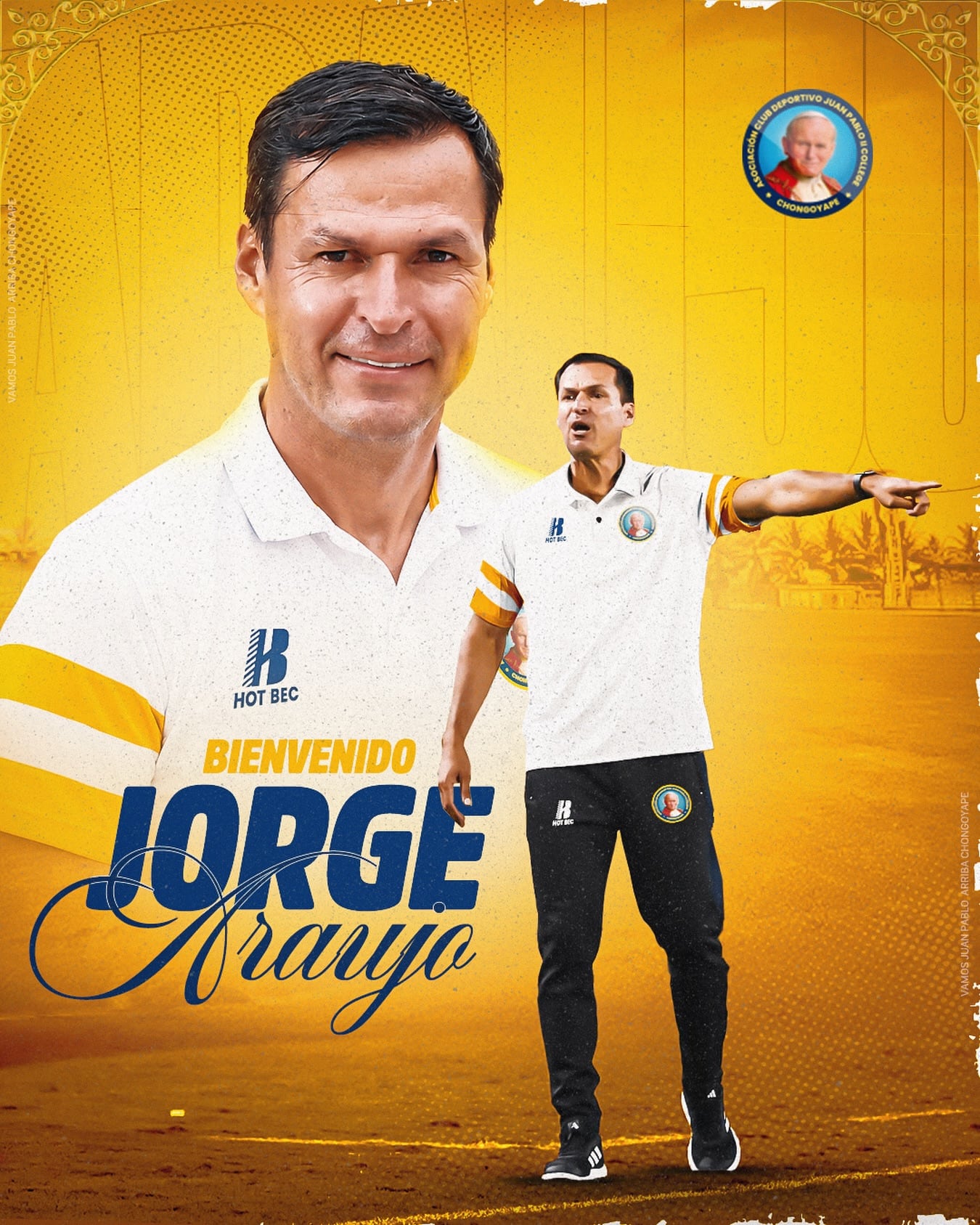 Jorge Araujo fue presentado como entrenador de Juan Pablo II College. (Imagen: Juan Pablo II College)