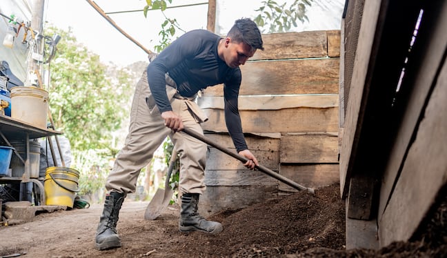 Hombre cava un hoyo en el jardín para plantar un árbol. Foto: Istock