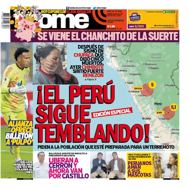 Portada Trome miércoles 22 de julio del 2026