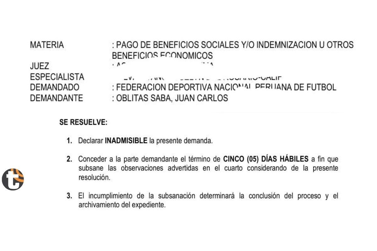Poder judicial ha dado plazo de 5 dias para que replantee su denuncia (@AlonsoRamosG)