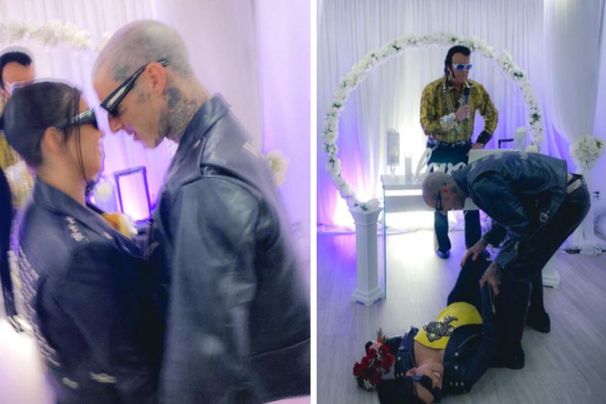 Kourtney fue la más emocionada con su primer matrimonio celebrado en Las Vegas. (Foto: @travisbarker)