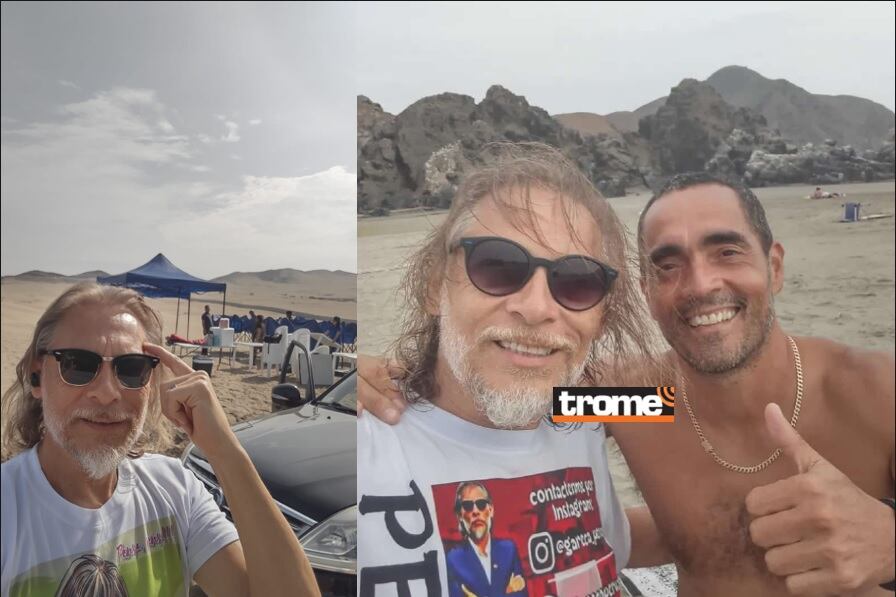 'Gareca peruano' conversó con Trome sobre su nuevo trabajo en este verano. En una playa encontró a Marko Ciurlizza y bromearon. (Isabel Medina / Trome).