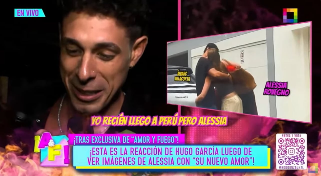 'Amor y Fuego' le mostró a Hugo García las imágenes de su expareja Alessia Rovegno con Álvaro Villacorta.