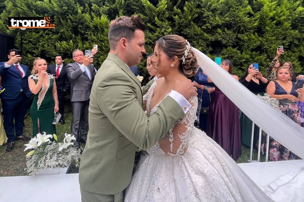 Estrella Torres emocionada en su matrimonio con Kevin Salas. (Lady Gamarra / @gec)
