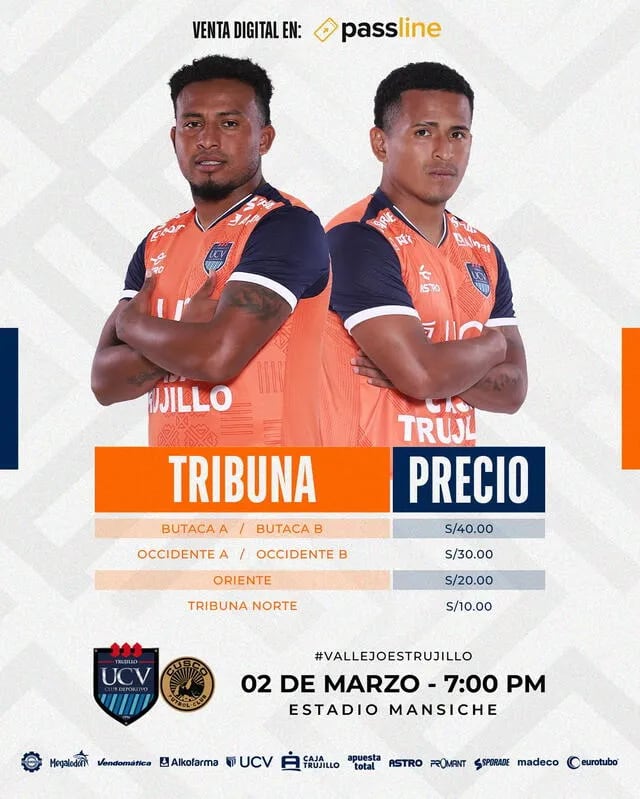 Precios de las entradas al partido César Vallejo vs Cusco FC en el posible debut del Torneo Apertura 2024. Foto: César Vallejo