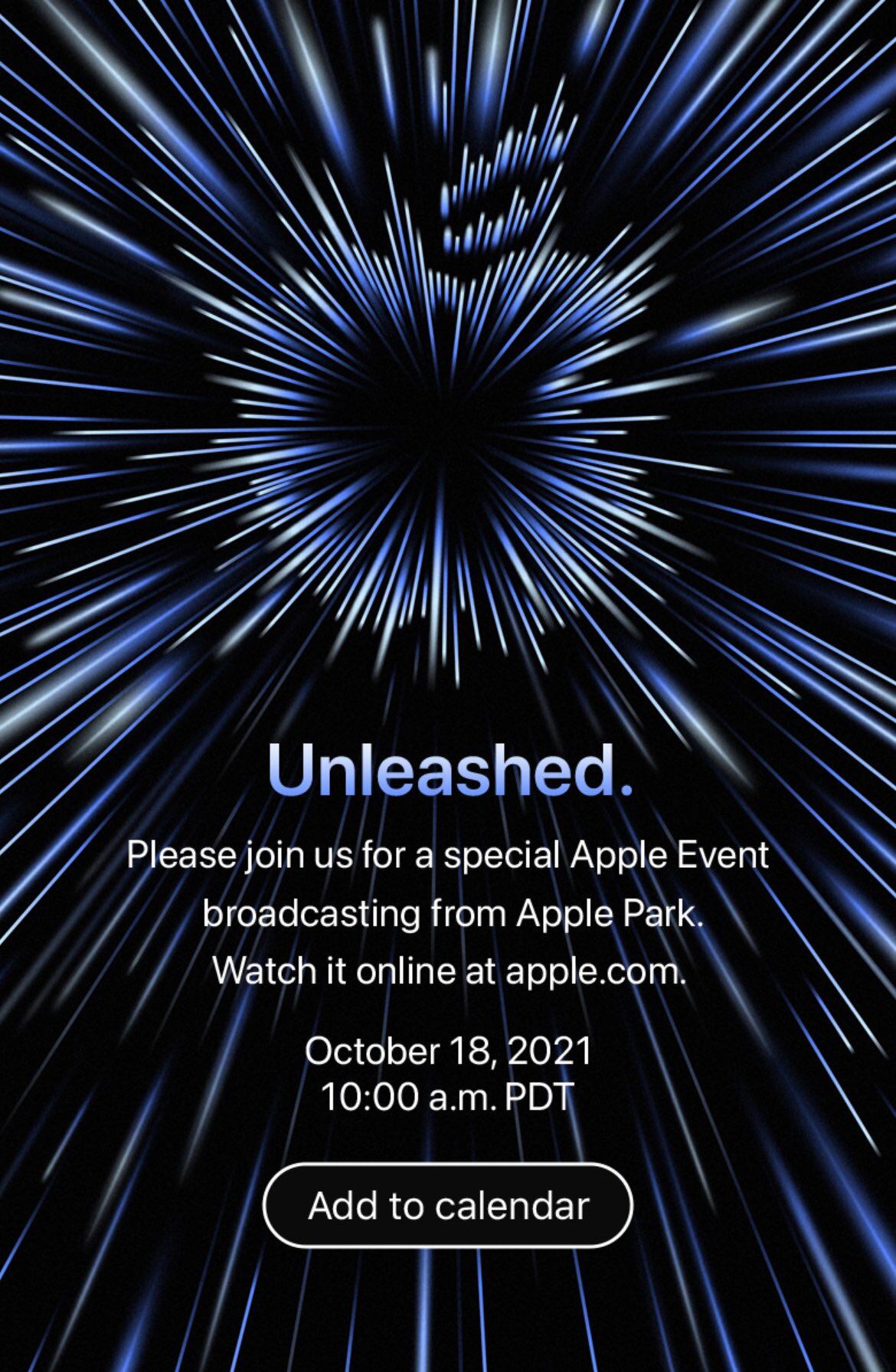Invitación para el Apple Event Unleashed. | Foto: Captura Trome