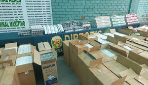 Policía encuentra más de un millón de cigarrillos escondidos debajo de toneladas de harina de soya